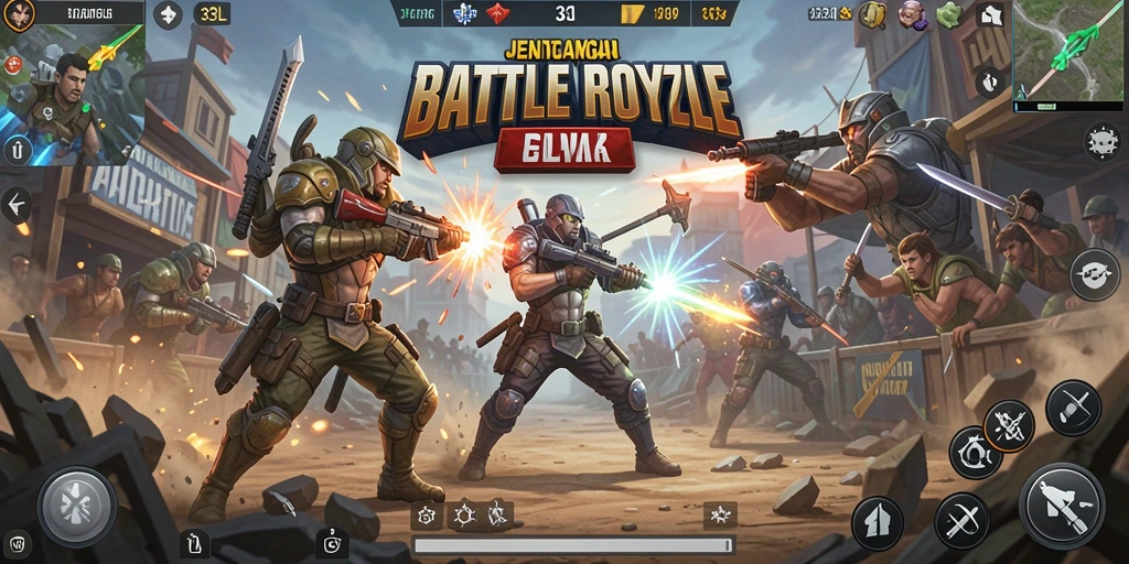 Tangkapan layar utama dari gameplay seru Battle Royale.