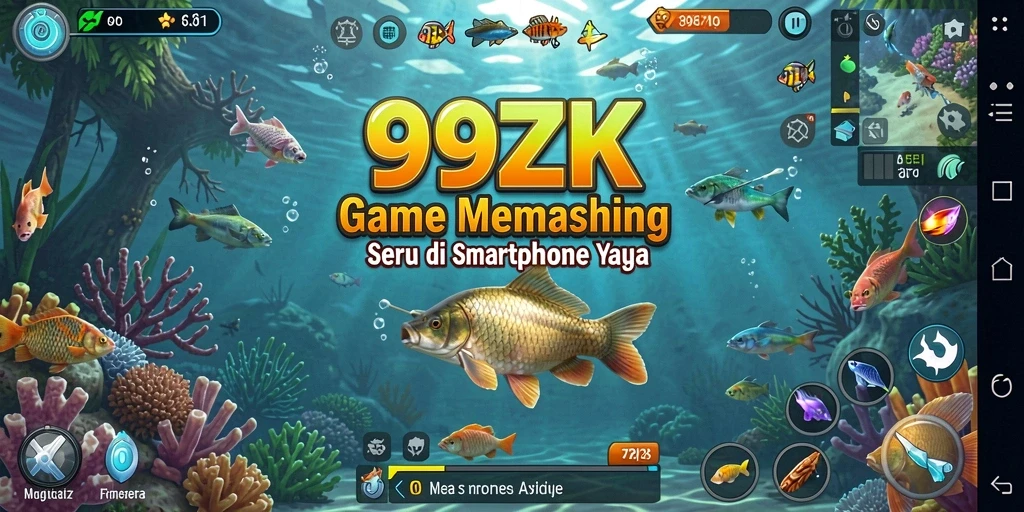 Screenshot gameplay 99ZK yang menampilkan aksi memancing yang seru.