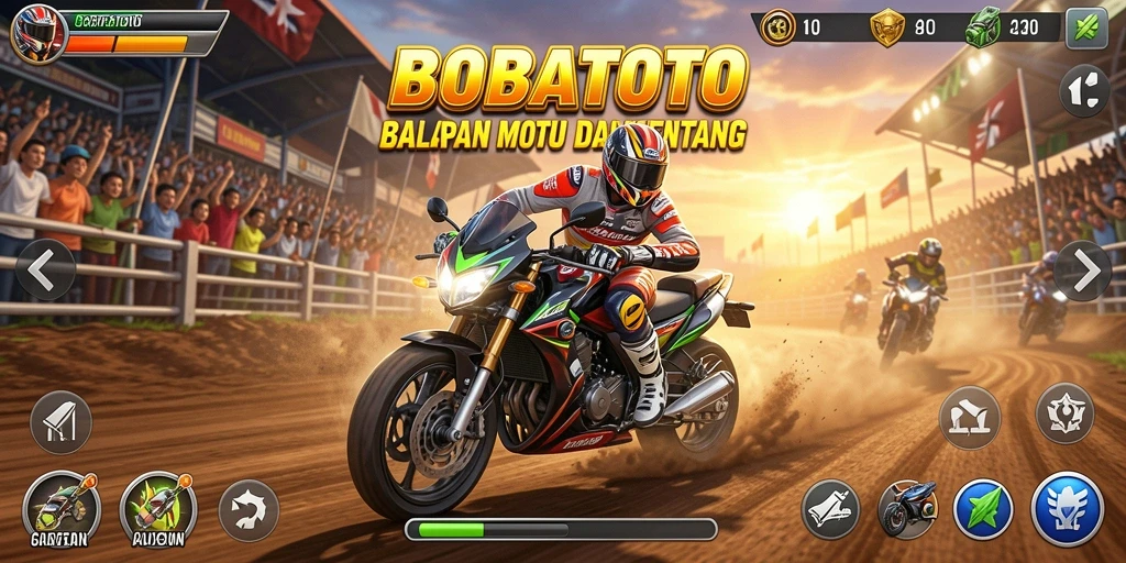Gameplay BOBATOTO yang intens dan menegangkan saat balapan.