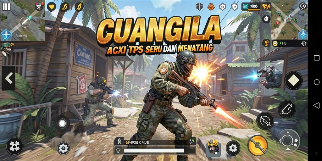 Screenshot gameplay CUANGILA menampilkan aksi seru dan mendebarkan dalam arena TPS.