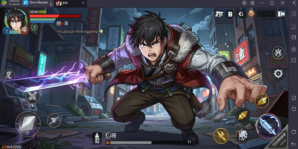 Screenshot gameplay DEWA1000 menampilkan aksi seru dalam dunia Anime.