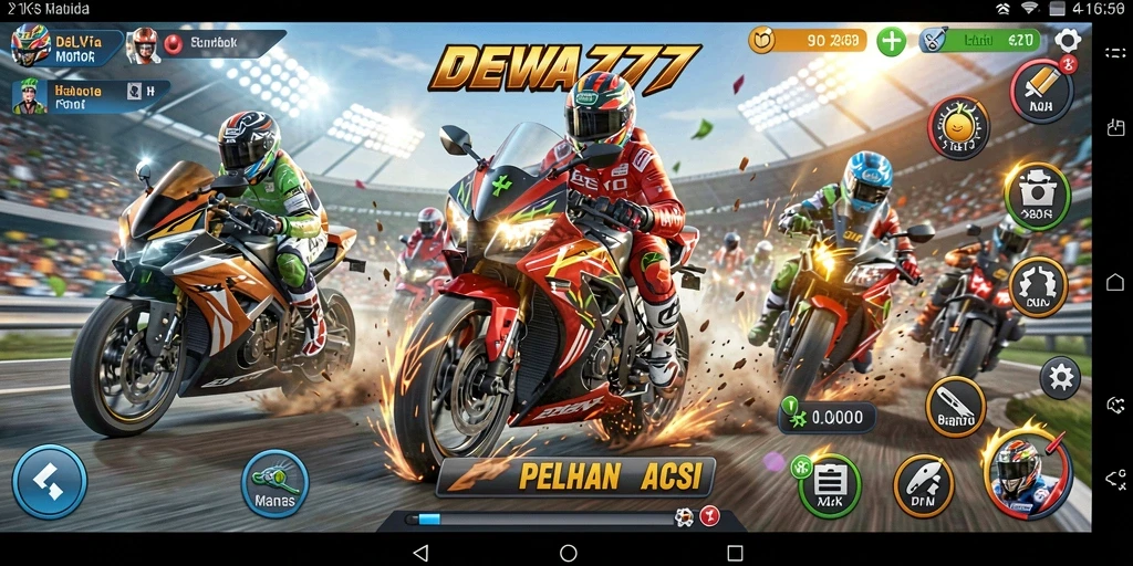 Gameplay mendebarkan di trek balapan DEWA777.