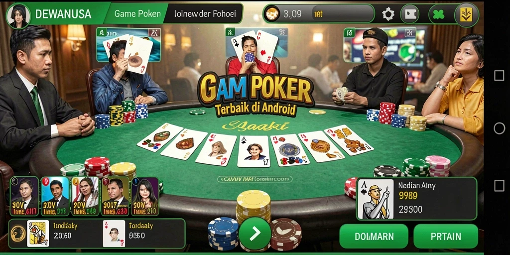 Screenshot DEWANUSA menunjukkan gameplay Poker yang dinamis dan menarik.