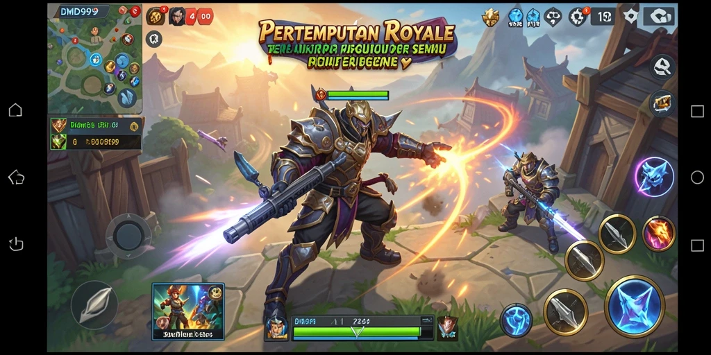 Screenshot gameplay DMD999 menunjukkan aksi seru dalam pertempuran Battle Royale.