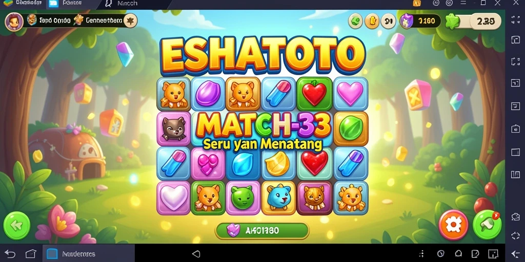 Tampilan gameplay seru ESHATOTO saat mencocokkan permata.