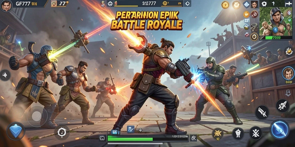 Gameplay seru dalam pertarungan Battle Royale di GF777.