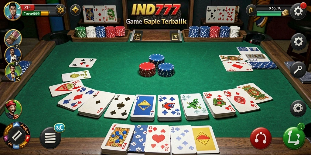 Screenshot utama IND777 menampilkan gameplay seru Gaple dengan teman.