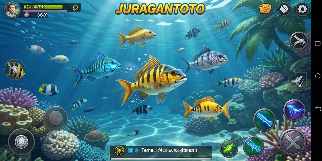 Tampilan gameplay menembak ikan yang seru dan penuh warna.