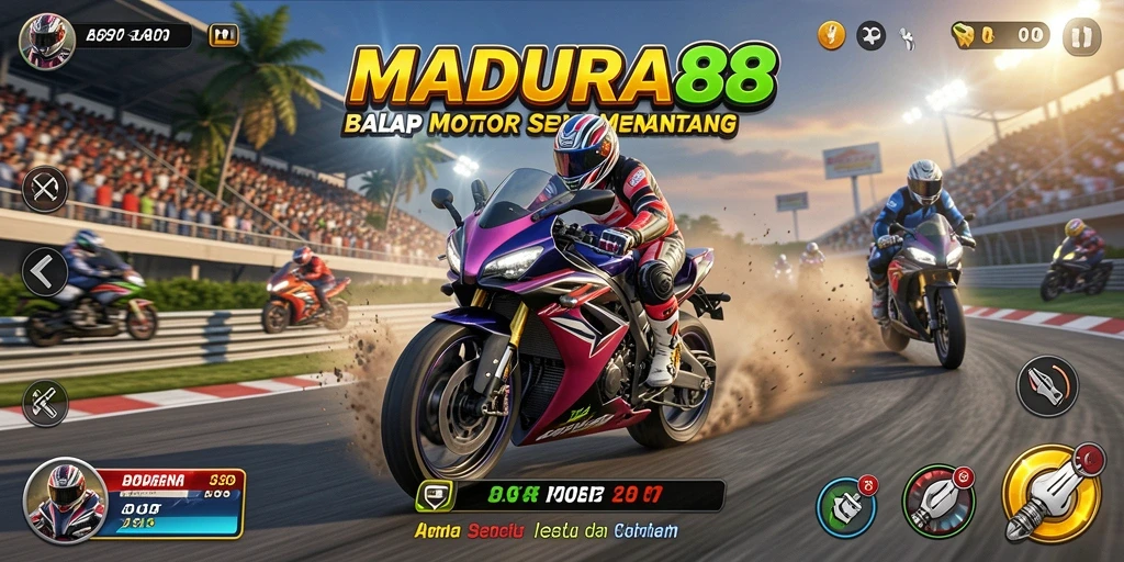 Tampilan menarik dari gameplay balap motor di MADURA88.