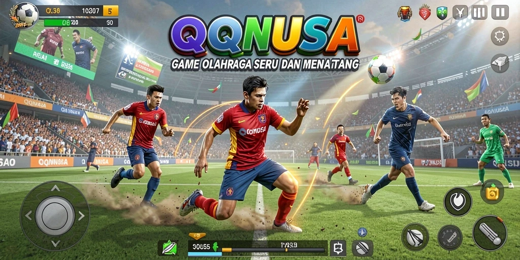 Tampilan gameplay dari QQNUSA yang menampilkan aksi seru olahraga.