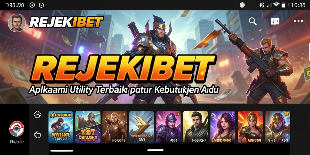 Screenshot utama menunjukkan antarmuka intuitif REJEKIBET yang menarik.