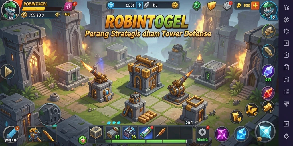 Screenshot menampilkan aksi pertahanan strategis dalam Tower Defense.