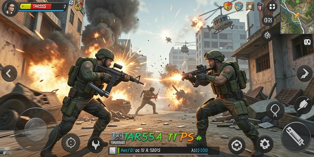 Tangkapan layar dari gameplay intens TAR555 dalam aksinya.