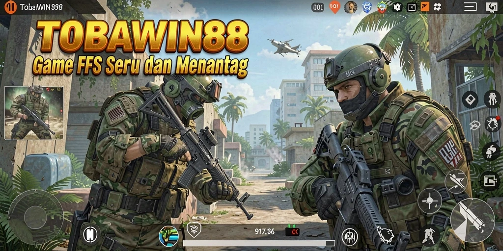 Gameplay intens TOBAWIN88 dengan aksi tembak-menembak yang seru.