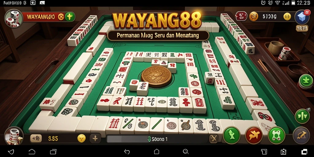 Tampilan gameplay Mahjong yang mendebarkan di WAYANG88.