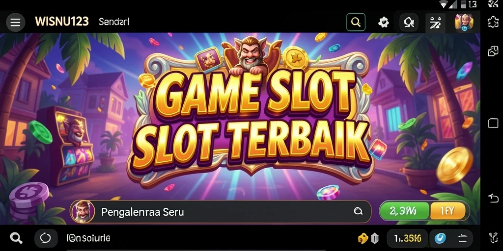 Tampilan gameplay menarik dari WISNU123 dengan simbol slot berwarna-warni.