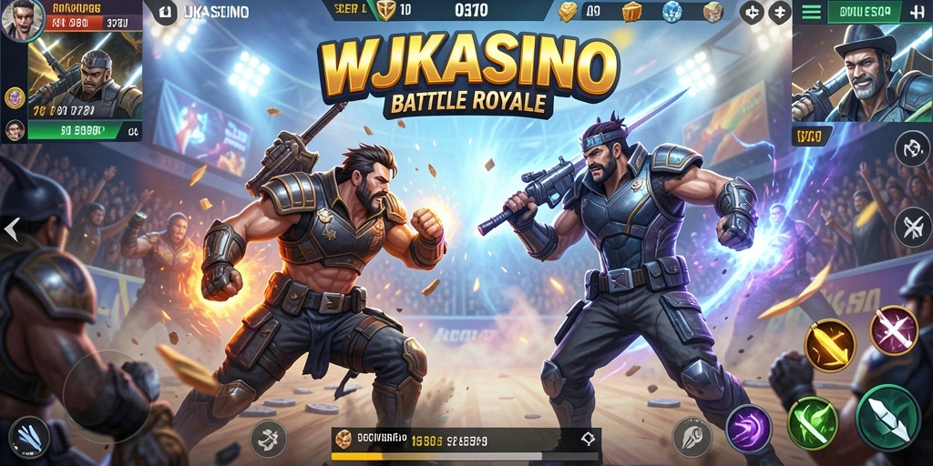 Screenshot gameplay seru dari WJKASINO dalam pertarungan Battle Royale.