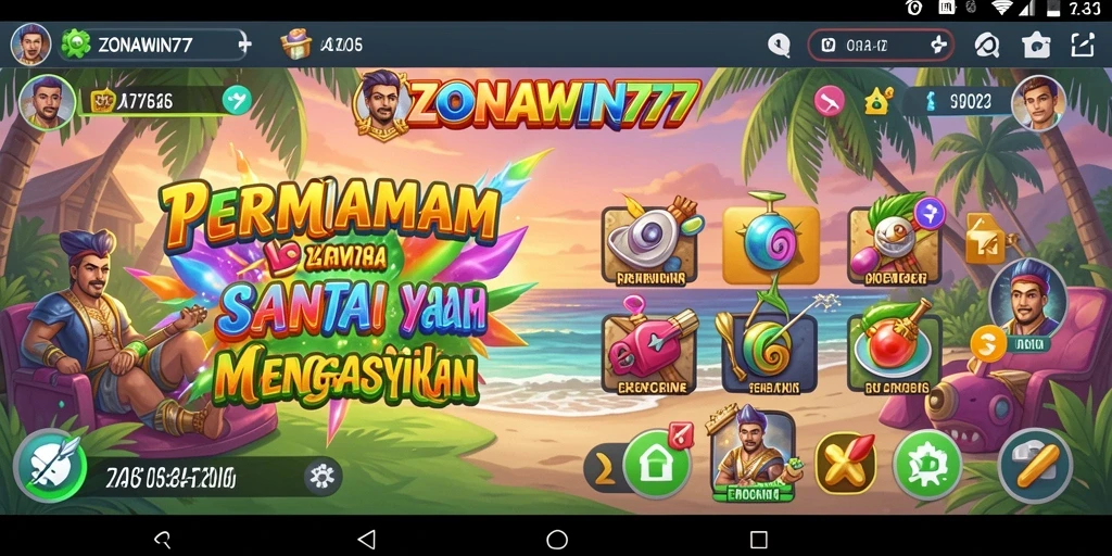 Tampilan gameplay seru ZONAWIN777 yang penuh warna dan tantangan.